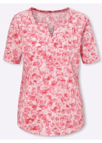 Classic Basics Damen Kurzarmshirt "Shirt", rosa, Gr. 48, gemustert, mehrfarbig, 100% Baumwolle, Shirts