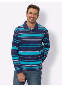 CLASSIC Herren Poloshirt "Langarm-Poloshirt", blau, Gr. 60, gemustert, mehrfarbig, 100% Baumwolle, Shirts