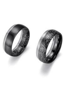 Firetti Trauring "Schmuck Geschenk "LIEBE" bicolor, ca. 8,00 mm breit", 60,mit Außenstruktur, Edelstahl, 8mm, schwarz, Edelstahl, Fingerringe