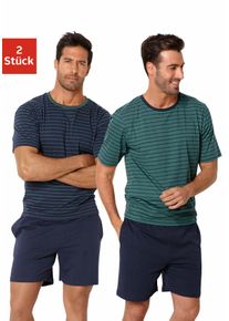 Le Jogger Herren Pyjama, Gr. 44, bunt, Jersey, Obermaterial: 100% Baumwolle, gestreift, Basic, Homewear-Sets, Schlafanzug im Streifendesign
