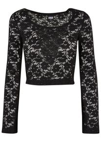 Urban Classics Damen Longsleeve "Urban Classics Damen Ladies Cropped Lace Longsleeve", schwarz, klassisch, Gr. XXXL, unifarben, 94% Polyamid, 6%