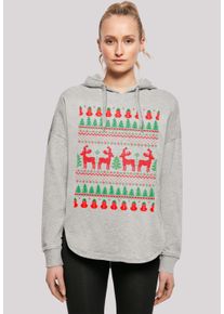 F4NT4STIC Damen Kapuzenpullover "Christmas Reindeers Weihnachten Muster", grau, casual, Gr. XL, Obermaterial: 100% Baumwolle, Pullover, Print