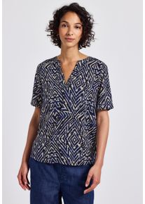 Street One Damen Kurzarmbluse, blau, casual, Gr. 40, gemustert, Stoff, 100% Viskose, Blusen, mit grafischem Muster