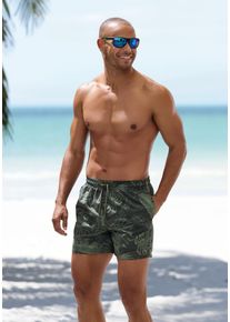 s.Oliver Herren Badeshorts "Land", grün, Gr. S, floral, Recycling-Polyester, Badehosen, im tropischen-Design