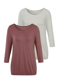 Vivance Damen 3/4-Arm-Shirt, lila, casual, Gr. 36, unifarben, Obermaterial: 95% Viskose (LENZING ECOVERO), 5% Elasthan, Shirts, mit elastischem