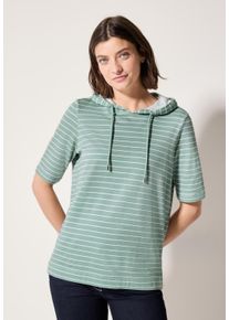 Cecil Damen Kapuzenshirtmatcha grün, casual, Gr. L, gestreift, Web, Stoff, 50% Modal, 50% Baumwolle, Shirts, im soften Baumwoll-Mix