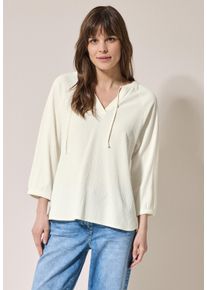 Cecil Damen Shirtbluse, weiß, casual, Gr. XL, unifarben, Stoff, 55% Polyester, 44% Viskose, 1% Elasthan, Blusen, mit 3/4 Ärmeln