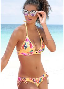 Sunseeker Damen Triangel-Bikini-Top "Modern", gelb, Gr. 32, bedruckt, floral, Polyamid, Bikini-Oberteile, mit floralem Design
