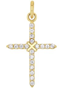 Amor Damen Ketten-Anhänger "Kreuz, 2035555", Gelbgold 585, 0,69 g, gold, Gelbgold 585, Schmuckanhänger, mit Zirkonia (synth.)