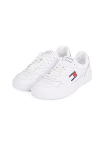 Tommy Jeans Herren Sneaker "(NEW) TJM CUPSOLE LEATHER ESS", Gr. 42, weiß, Leder, Textil, Lederimitat, sportlich, Schuhe, Freizeitschuh, Halbschuh,