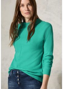 Cecil Damen Rollkragenpullover, grün, casual, Gr. XL, Strukturmuster, Strick, Obermaterial: 100% Baumwolle, Pullover, mit Rollkragen