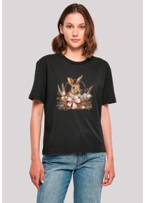 F4NT4STIC Damen T-Shirt "Osterhasen Korb Dekor", schwarz, casual, Gr. L, Obermaterial: 100% Baumwolle, Shirts, Premium Qualität