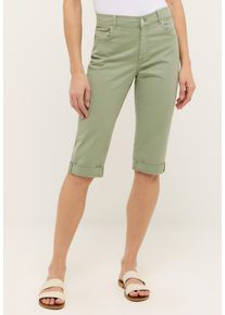 Angels Damen Caprihose, grün, casual, Gr. 36, unifarben, Web, Obermaterial: 97% Baumwolle, 3% Elasthan, Hosen, mit Stretch