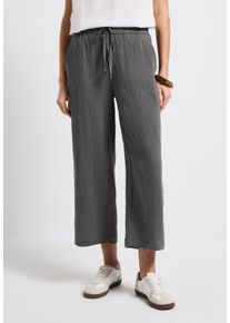 Street One Damen Stoffhoseovercast grau, casual, Gr. 34, unifarben, Web, 100% Baumwolle, Hosen, High Waist