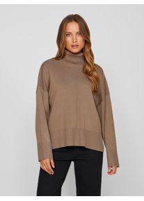 Vila Damen Rollkragenpullover "VIOSTRIA ROLLNECK L/S KNIT TOP-NOOS", beige, modisch, Gr. XXL, unifarben, Strick, Feinstrick, Obermaterial: 70%