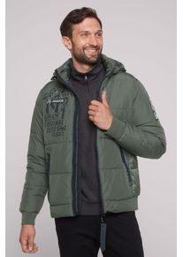 CAMP DAVID Herren Steppjacke, grün, casual, Gr. S, bedruckt, Steppware, Obermaterial: 100% Polyamid, Jacken, mit abtrennbarer Kapuze