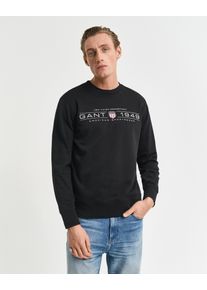Gant Herren Sweatshirt "GRAPHIC C-NECK SWEAT", schwarz, casual, Gr. XXL, Sweatware, Obermaterial: 80% Baumwolle, 20% Polyester, Sweatshirts