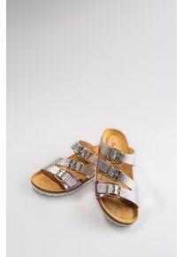 ANISTON SHOES Damen Pantolette, Gr. 37silber, rose, metallic, Lederimitat, metallic, modisch, Schuhe, Sommerschuh, Strandschuh, Urlaubschuh, Metallic