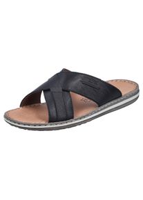 Rieker Herren Pantolette, Gr. 45, schwarz, Leder, unifarben, casual, Schuhe, Sommerschuh, Strandschuh, Schlappen, Hausschuh mit Label