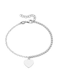 Smart Jewel Damen Armband "mit Zirkonia und Herzanhänger, Silber 925", 19cm, Silber 925 (Sterlingsilber), silber, Silber 925 (Sterlingsilber),