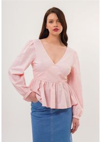 FRESHLIONS Damen Klassische Bluse "Brielle", rosa, elegant, Gr. M, gestreift, 100% Baumwolle, Blusen, mit gestreiftem Design