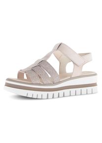 Gabor Damen Sandalette, Gr. 41, rosa, Ziegenveloursleder, Textil, Glitzer, modisch, Schuhe, Plateau, Sommerschuh, Riemchensandale mit Best