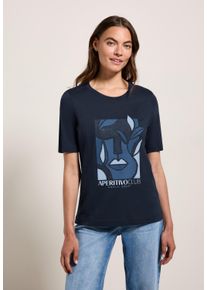Cecil Damen Print-Shirturban navy blau, casual, Gr. XL, bedruckt, Web, Stoff, 50% Baumwolle, 50% Modal, Shirts, im soften Baumwoll-Mix