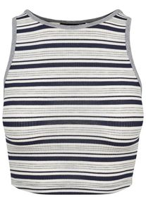 Urban Classics Herren Muskelshirt "Urban Classics Damen Ladies Rib Stripe Cropped Top", blau, casual, Gr. XL, gestreift, 95% Viskose, 5% Elasthan,