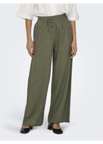 Jacqueline de Yong JDY Damen Leinenhose "JDYSAY LINEN HW WIDE PANT WVN NOOS", grün, modisch, Gr. M, unifarben, Web, Obermaterial: 55% Leinen, 45% Viskose, Hosen