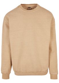 Urban Classics Herren Rundhalspullover "Urban Classics Herren Heavy Terry Garment Dye Crew", beige, casual, Gr. S, unifarben, 100% Baumwolle, Pullover