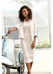 Buffalo Damen Hemdbluse, beige, modisch, Gr. 36, gestreift, Web, Obermaterial: 55% Leinen, 45% Viskose, Blusen, mit Leinenanteil, luftige