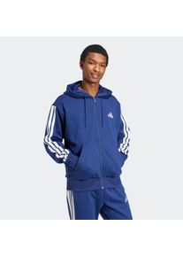 Herren Sweatshirt "M 3S FL FZ HD", blau, sportlich, Gr. M, adidas Sportswear, Obermaterial: 55% Baumwolle, 36% Polyester, 9% Viskose, Sweatshirts