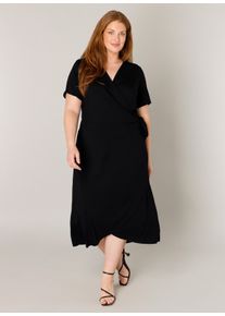 Damen Wickelkleid "Abbie", schwarz, feminin, Gr. 52, Base Level Curvy, unifarben, Jersey, Obermaterial: 94% Viskose, 6% Elasthan, Kleider, Weich