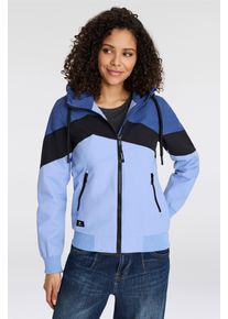 Ragwear Damen Funktionsjacke "NUGGIE OMBRE O", blau, casual, Gr. M, mehrfarbig, kontrastfarbene Details, colorblocking, Web, Obermaterial: 100%