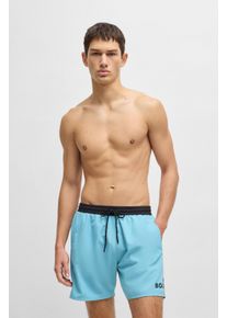 BOSS Herren Badeshorts "Starfish", blau, sportlich, Gr. S, unifarben, Microfaser, Microfaser, Badehosen, mit Kontraststreifen