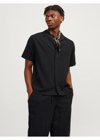 Jack & Jones JACK & JONES Herren Kurzarmhemd "JORLUKE CRINKLE RESORT SHIRT SS SN", schwarz, modisch, Gr. XXL, unifarben, Web, Popeline, Obermaterial: 100%
