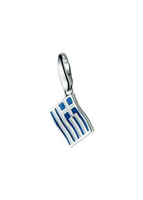 Damen Charm-Einhänger "Griechenland-Flagge, Silber 925", bunt, Giorgio Martello MILANO, Silber 925 (Sterlingsilber), Charms