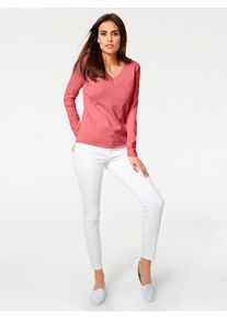 Heine Damen Strickpullover "V-Pullover", orange, Gr. 48, unifarben, 100% Baumwolle, Pullover