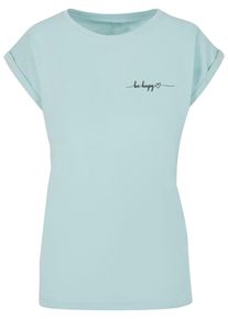 Merchcode Herren T-Shirt "Merchcode Damen Ladies Be Happy T-Shirt", blau, casual, Gr. XL, bedruckt, 100% Baumwolle, Shirts