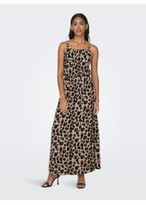 Only Damen Maxikleid "ONLWINNER S/L MAXI DRESS NOOS PTM", braun, modisch, Gr. 32, gemustert, Jersey, Obermaterial: 97% Polyester, 3% Elasthan,