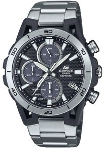 CASIO EDIFICE Herren Chronograph, silber, Armbanduhren, Armbanduhr, Solar, Herrenuhr, Edelstahlarmband, analog, Tag