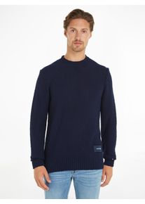 Tommy Hilfiger Herren Strickpullover "SLUB YARN C NK", blau, casual, Gr. XL, unifarben, Strick, Obermaterial: 100% Baumwolle, Pullover, mit