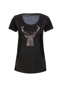 TRIGEMA Damen T-Shirt "TRIGEMA T-Shirt Glitzer-Hirsch", schwarz, feminin, Gr. XXXL, 100% Baumwolle, Shirts
