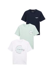 Herren T-Shirt, blau, casual, Gr. XS, Tom Tailor Denim, unifarben, Jersey, Obermaterial: 100% Baumwolle, Shirts, mit großem Druck