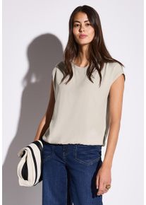 Street One Damen Kurzarmblusemoonstone sand, casual, Gr. 34, unifarben, Web, Obermaterial: 100% Viskose, Blusen, mit elastischen Saum