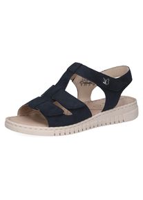 Caprice Damen Riemchensandale, Gr. 37, blau, Veloursleder, casual, Schuhe, Keilsandalette, Bequemschuh, Sommerschuh mit Klettverschlüssen
