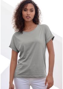 Damen T-Shirt "mit dezentem Logoprint hinten", blau, casual, Gr. S, Copenhagen Studios, unifarben, Single Jersey, Obermaterial: 100% Baumwolle,