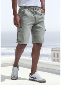John Devin Herren Jogg Pants, grün, casual, Gr. S, Jeans, Obermaterial: 65% Baumwolle, 33% Polyester, 2% Elasthan, Jeans, mit Cargotaschen, knielang,