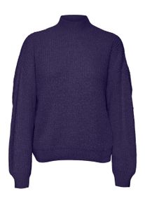 Véro Moda VERO MODA Damen Strickpullover "VMKAIA LS HIGHNECK PULLOVER BF", blau, modisch, Gr. M, unifarben, meliert, Strick, Rippstrick, Obermaterial: 100%
