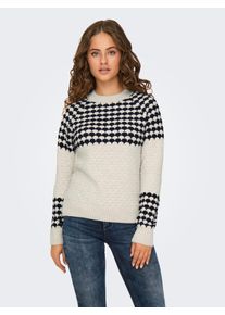 Only Damen Rundhalspullover "ONLCANADA LS PULLOVER CC KNT", beige, modisch, Gr. S, meliert, gemustert, Strick, Obermaterial: 89% Polyacryl, 7%
